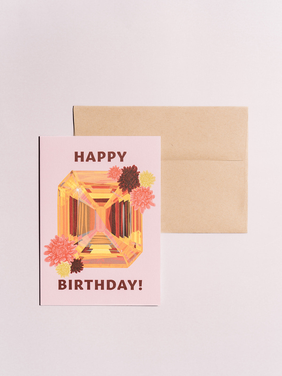 november topaz chyrsanthemum birthstone gem stone birthday card with kraft envelope