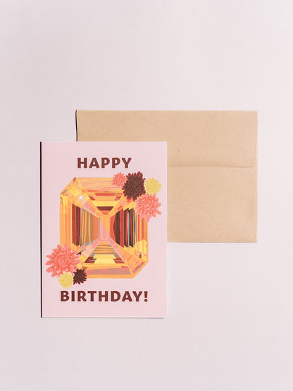 november topaz chyrsanthemum birthstone gem stone birthday card with kraft envelope