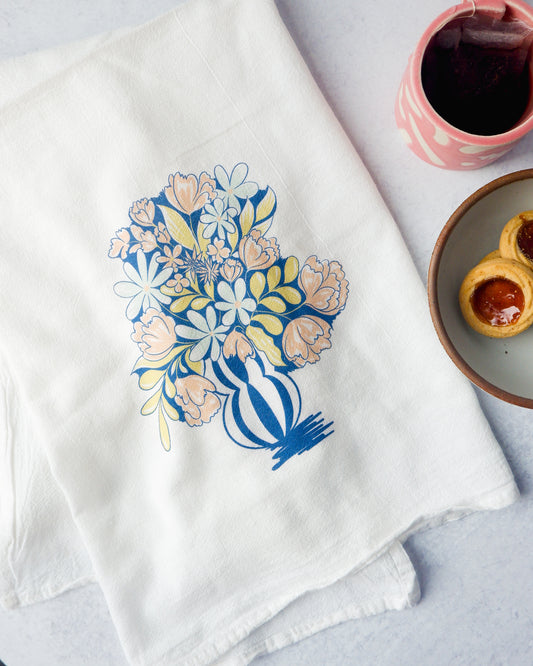 Blue Bouquet Tea Towel