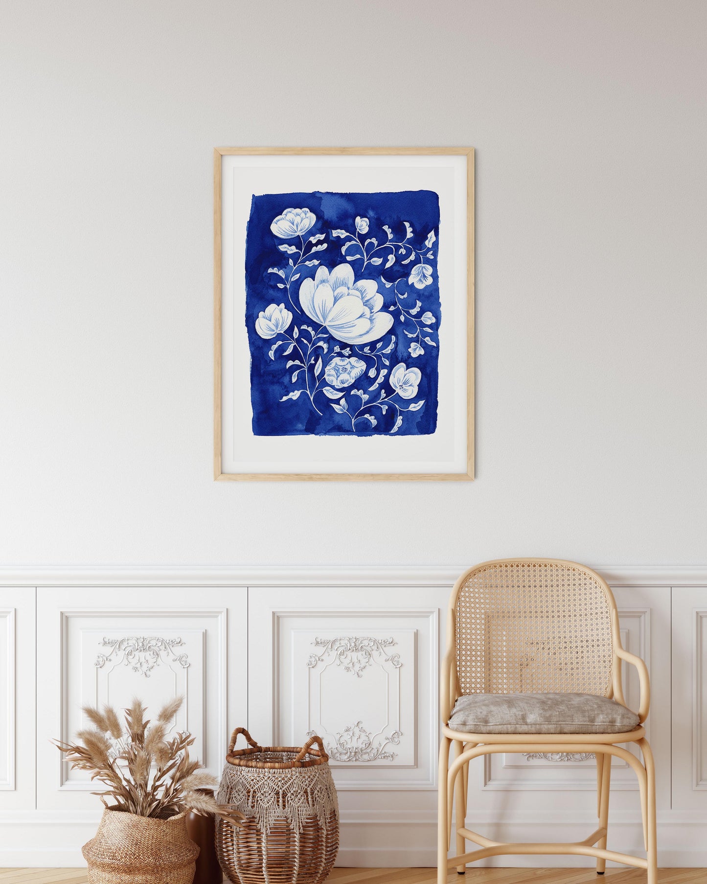 Delft Blue Floral Giclee Print