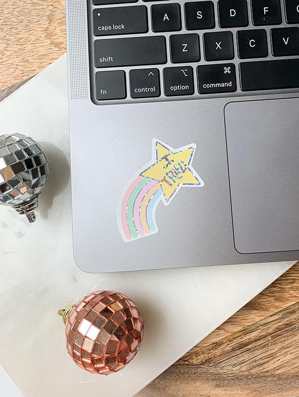 I Tried Shooting Star Glitter Sticker