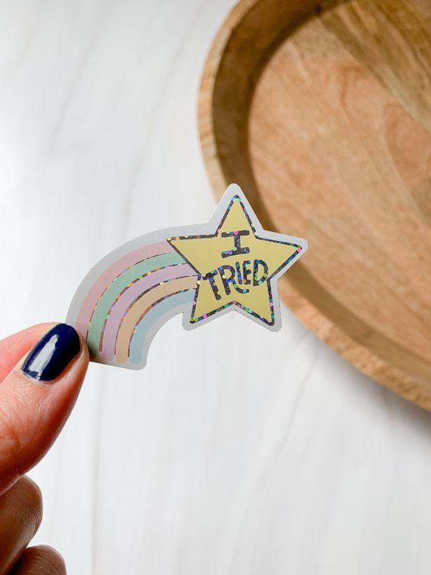 I Tried Shooting Star Glitter Sticker