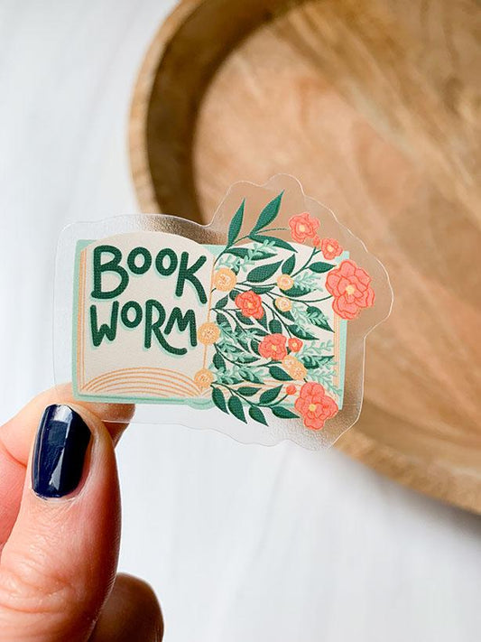 Bookworm Clear Sticker