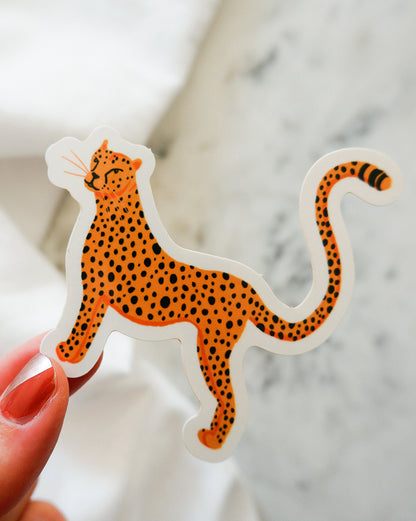 illustrated cheetah die cut sticker